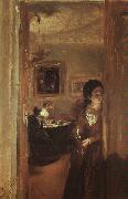Adolph von Menzel The Artist's Sister with a Candle France oil painting reproduction